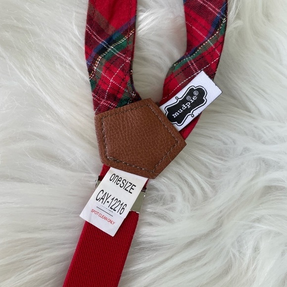 Mudpie Toddler Suspenders & Bow Tie Set Tartan Plaid - Picture 4 of 5
